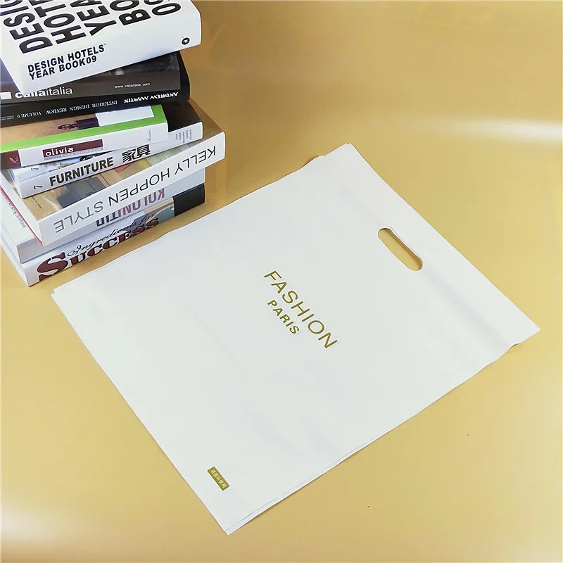 Wholesale Die Cut Handle Eco-Friendly plastic bags for business packaging with logo Shopping Groceries Printing corrugated