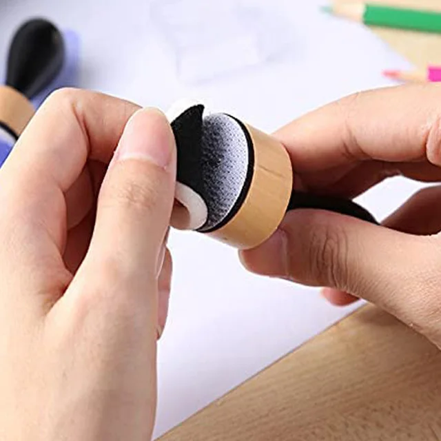 21101B Ink Blending Tool with Domed Foam Applicators- 2 wood applicator+5pcs round sponge