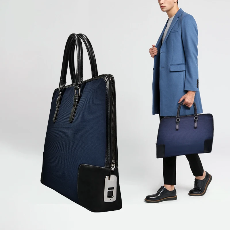 Fipilock Fingerprint Bag Purses and Handbags Guangzhou Genuine Leather Man Clutch Bag Zipper Fingerprint Laptop Hand Bag Men