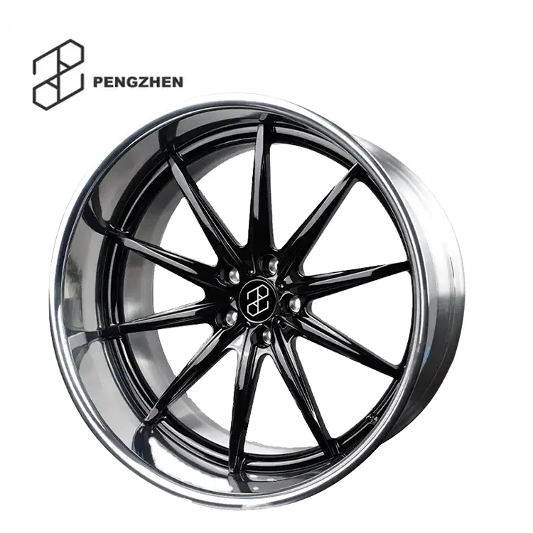 Pengzhen Customized 20 Inch Gloss Black Center 5x114.3 Multi Spoke  Black And Silver Deep Lip Car Rims For 2015 Mustang Gt