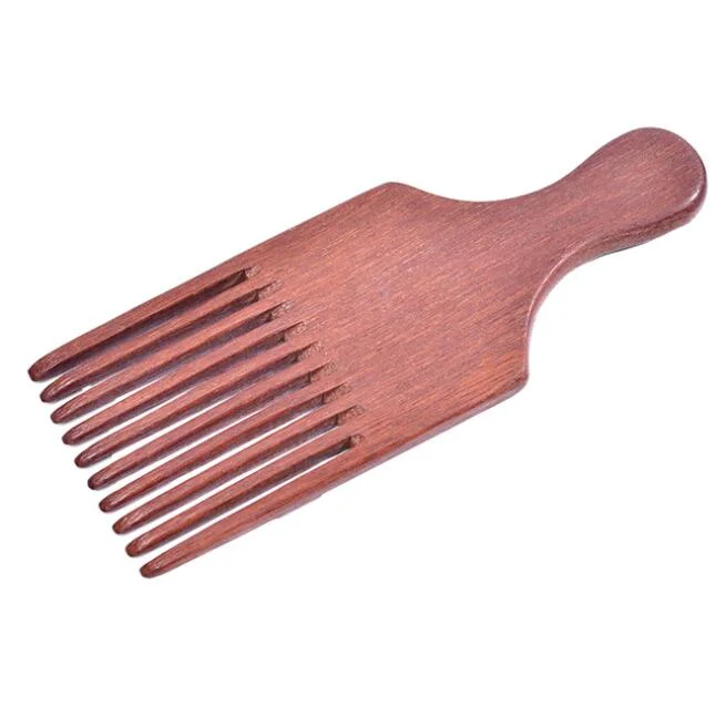 Wholesale Professional Custom Logo Bamboo Wide Tooth Afro Pick Hair Grooming Wooden Comb For Men