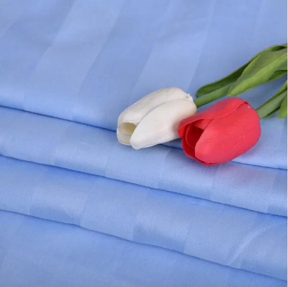 2024 Wholesale Hotel hospital white cotton satin/stripe/jacquard Striped 1/2/ 3cm fabric Bedsheet pillow quilt cover Fabrics