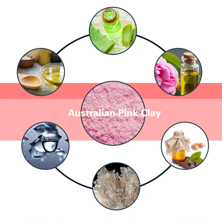 Private Label All Natural Exfoliating Pink Clay Pore Refining Clay Facial Mask