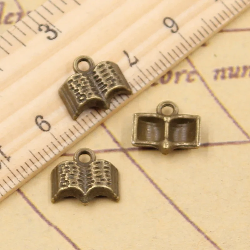 Charms open Holy Bible book 12x11mm Tibetan Silver Color Pendants Antique Jewelry Making DIY Handmade Craft