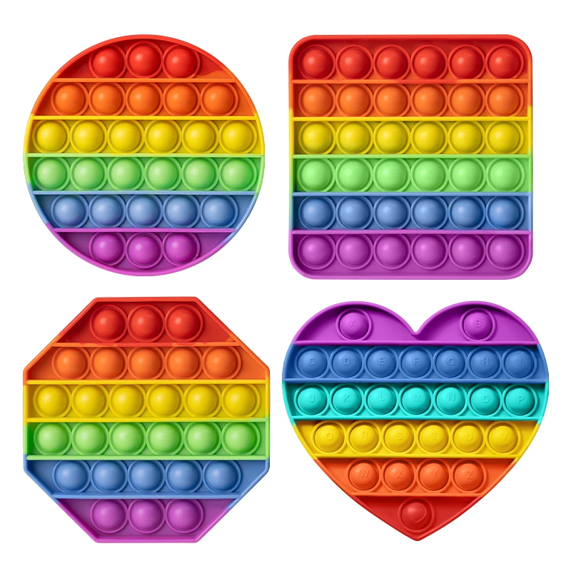 Rainbow Among Us Pop Push Bubble Fidget Toy Squeeze Popper Stress Reliever Pop Finger Silicone Sensory Decompression Toy