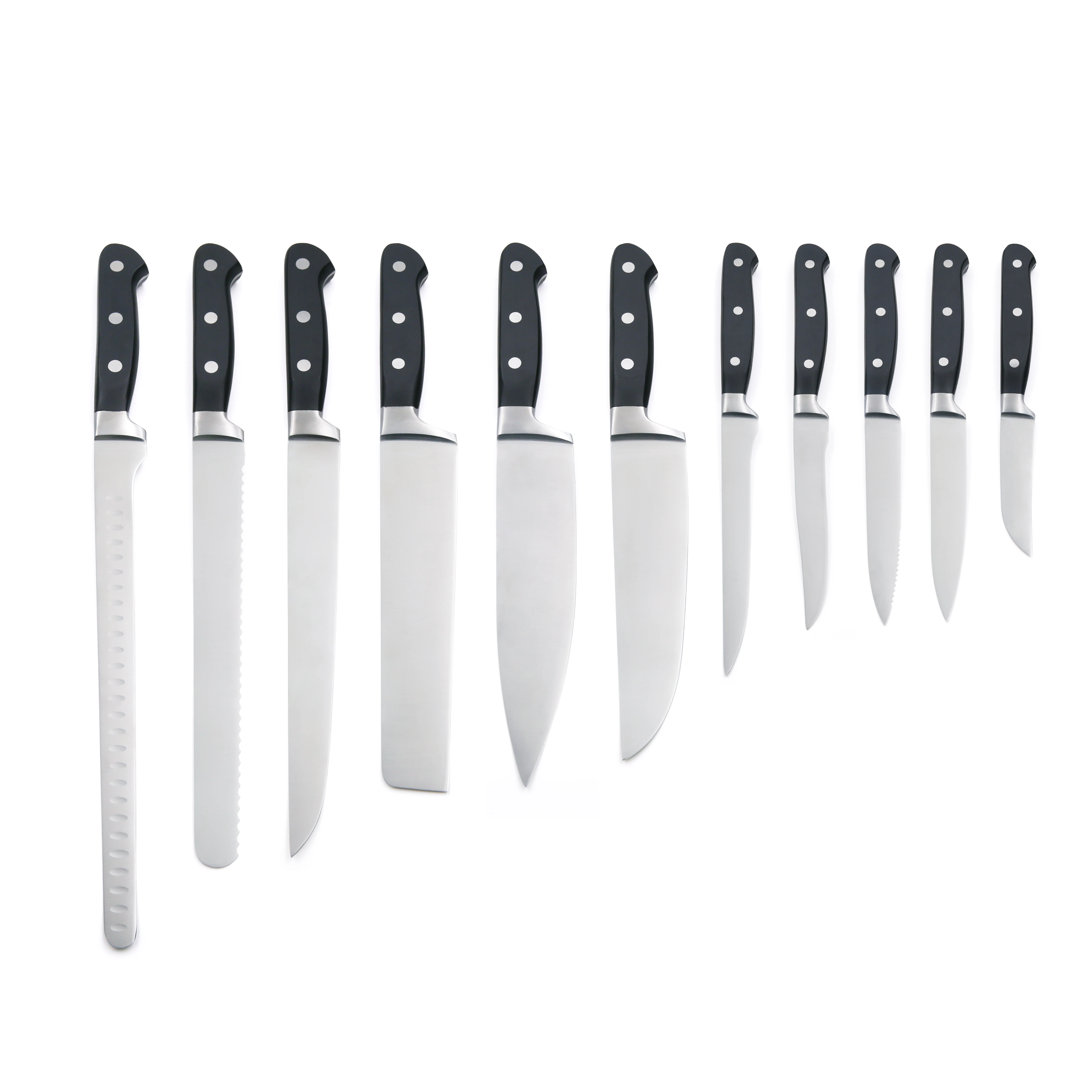 Классический Лидер продаж на Amazon, коллекция черных кухонных ножей AISI420 из кованой нержавеющей стали с ручкой из АБС