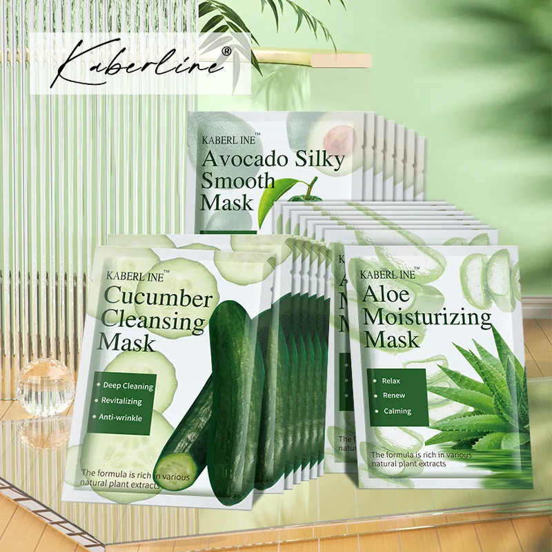 Natural Plant Cucumber Aloe Vera Avocado Extract Skin Care Moisturizing Korean Beauty Facial Sheet