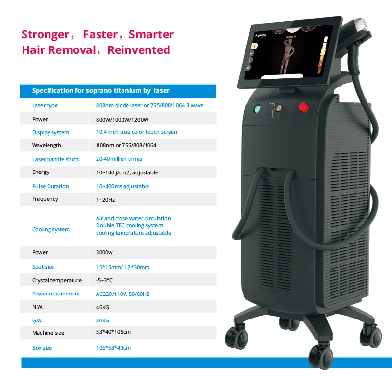 Eos Ice Permanent alexandrite laser depilation 3000W super power  laser hair removal equipment