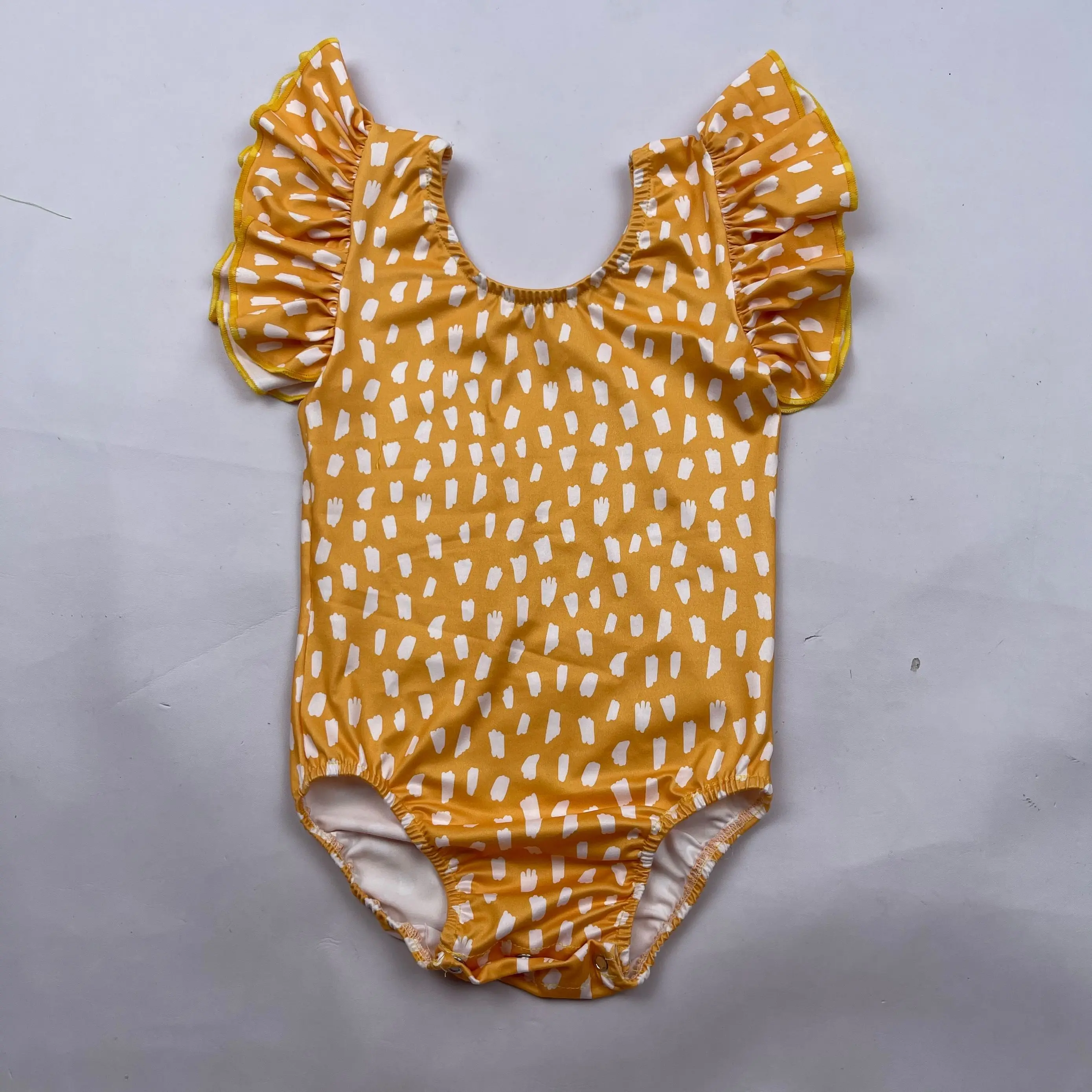 Customization Boutique smile face kids dance leotard flutter sleeves children gymnastics Leotards