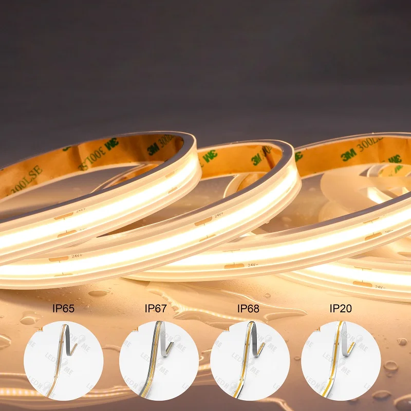 12V 24V 5mm 8mm 10mm 11W RGB RGBW IP20 IP65 IP68 Flexible Ambient COB LED Strip Light TV For Decorations