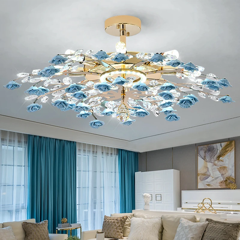 New design ceramic warm Flower Chandelier wedding hotel interior decoration Crystal Chandelier