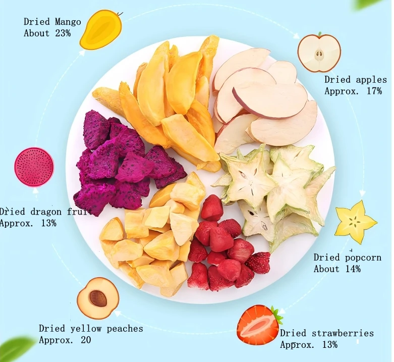 Herbal Flavored Mixed Freeze-Dried Fruits Crisp Dehydrated Vegetables Snacks 30g Box 40 Packs Sweet Passion Fruit Powder Pattern