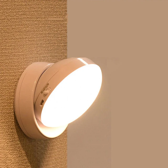 LED Night Light USB Charging Motion Sensor Round Energy-saving LED Lamps Bedroom Lights Control For Corridor Home Bathroom