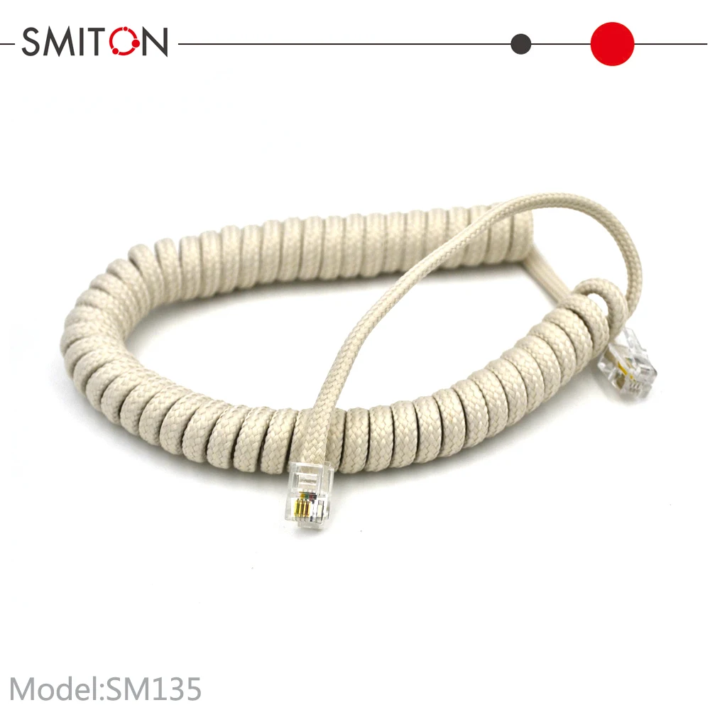 Длинный универсальный телефонный шнур длиной 25 футов 4P4C RJ9 Спиральный шнур с завитой спиральной пружиной