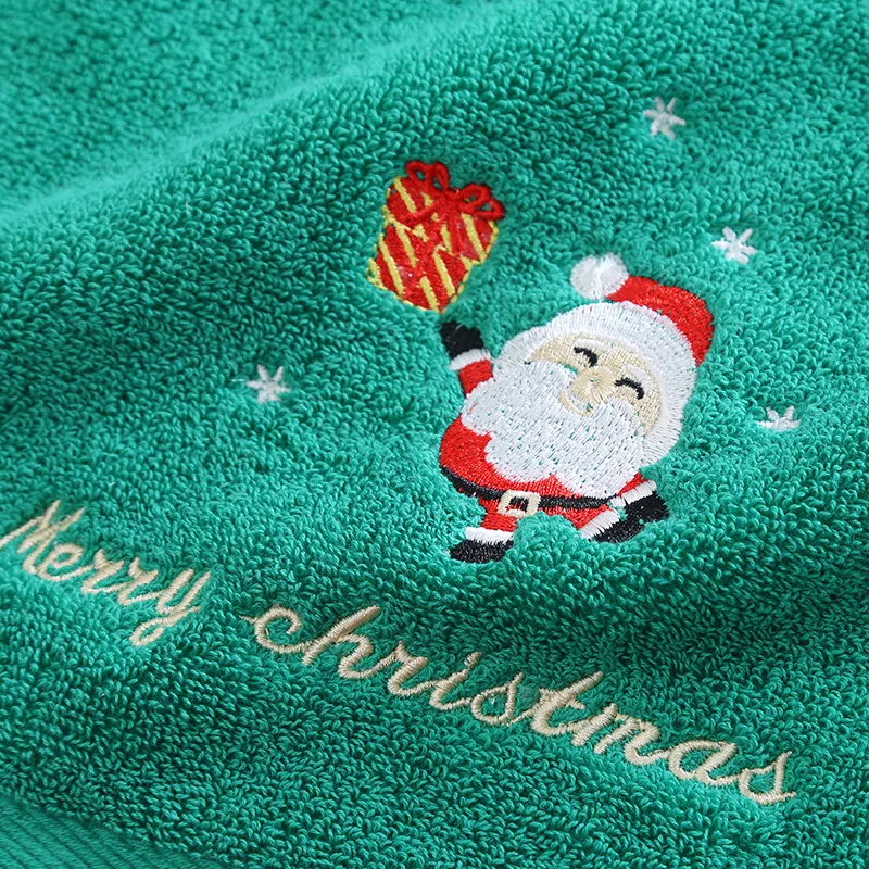 Support Customize Christmas Gift Towel High Quality 100% Cotton Soft Embroidery Santa Towel with Gift Box