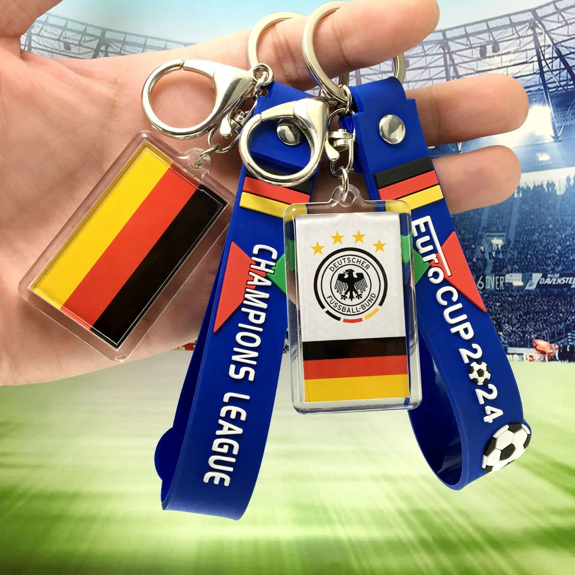2024 European Championship Top 24 Flag Team Emblem Star Keychain Copa America Football Fan Acrylic Photo Frame Hanger