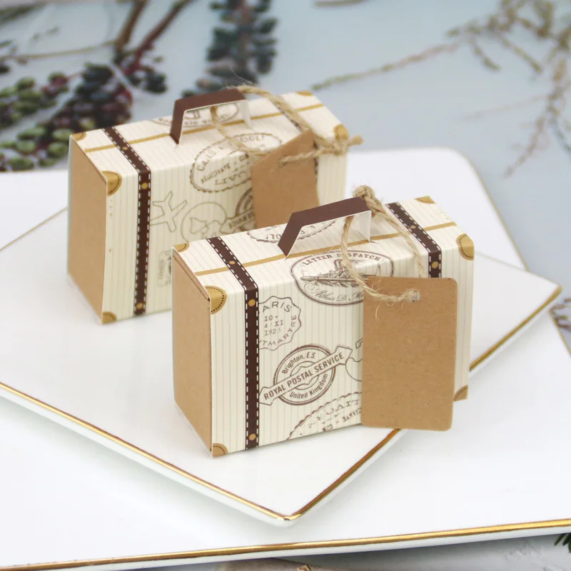 CIVI luxury suitcase shaped paper candy box creative mini suitcase wedding party favors gift sugar cookie box packaging