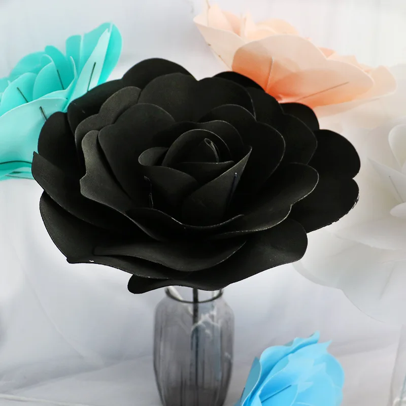 30cm to 80cm Artificial Giant PE Foam Rose Flower Heads With Stem for Window Wedding Decor