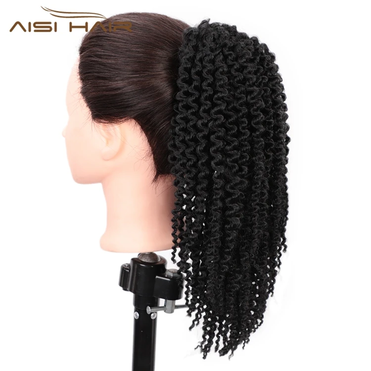  Aisi Hair афро кудрявые волосы из синтетического волокна удлинитель волос кулиска Короткие Черные Кудрявые синтетические