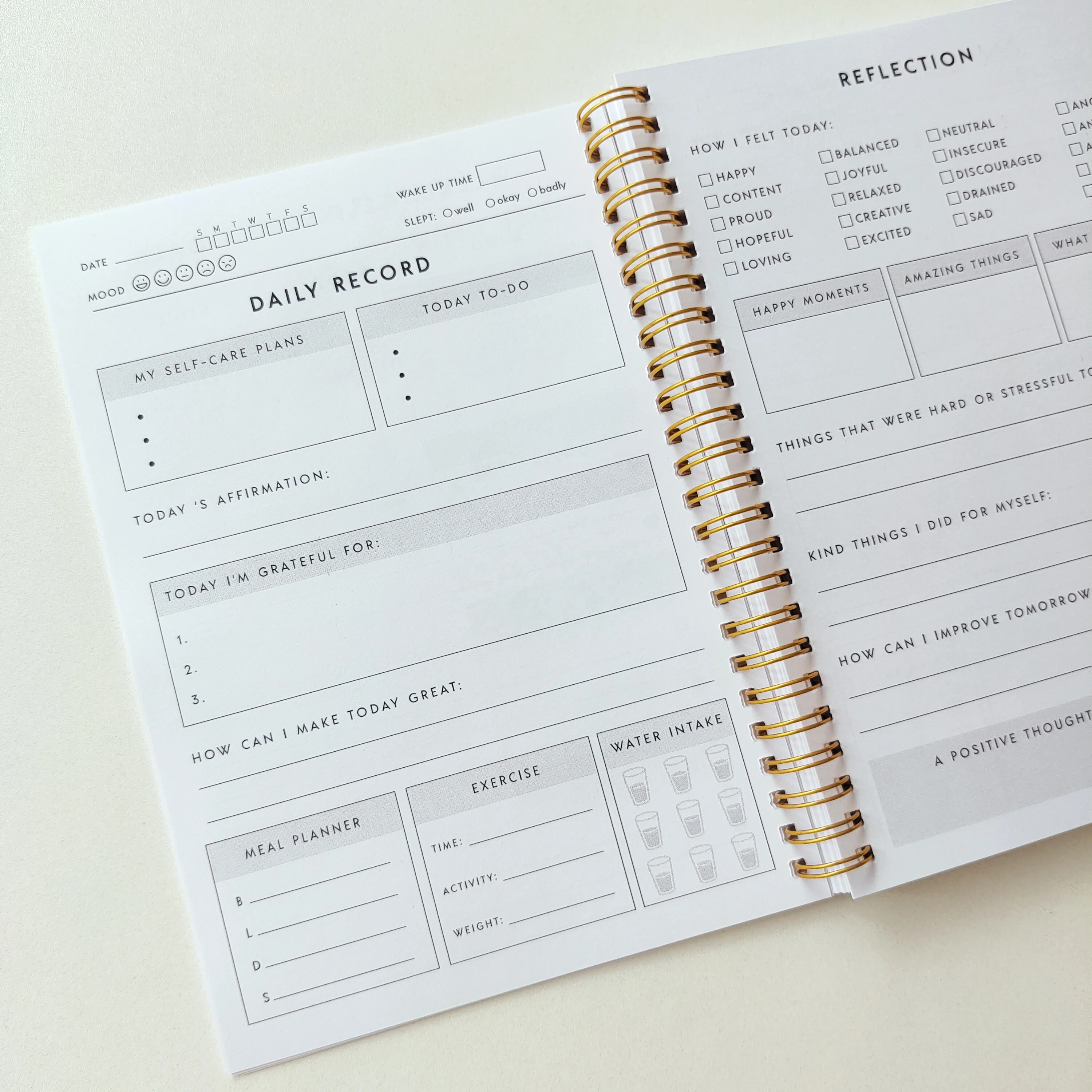 2024 Custom Printing Wellness Journal Spiral Affirmation Journal Hardcover A5 B5 Life Journal Notebook Printed Diary Planner