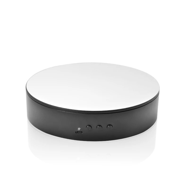 Phone display stand with mirror turntable rechargeable 360 degree rotating turntable for jewelry and handbag display