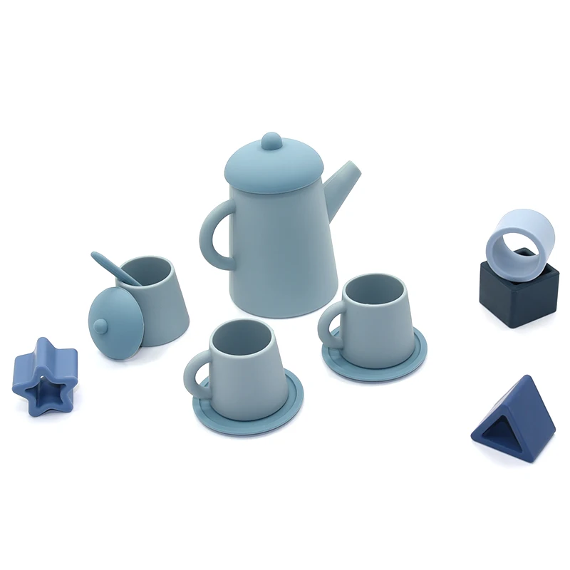 Baby food safe bpa free silicone unbreakable  tea set toy