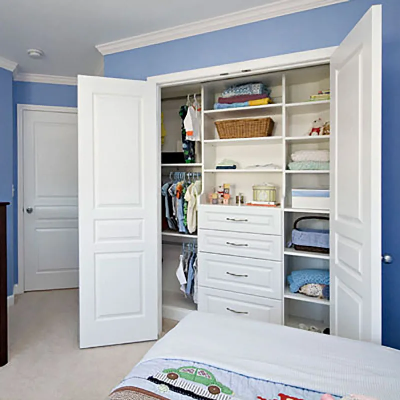 Modern Furniture Set Recessed Solid Wood Cabinets Wall Built-in Design Bedroom Wardrobe for Clothes