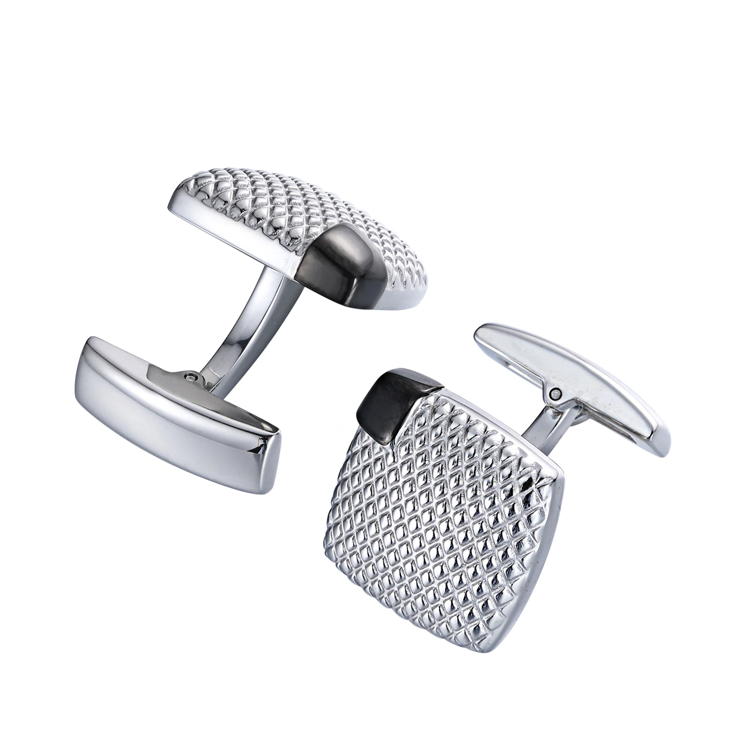 Factory Stock Wholesale And Retail Custom Stainless Steel Cufflinks Silver Black Color Plain Wedding Cufflinks Manufacturer