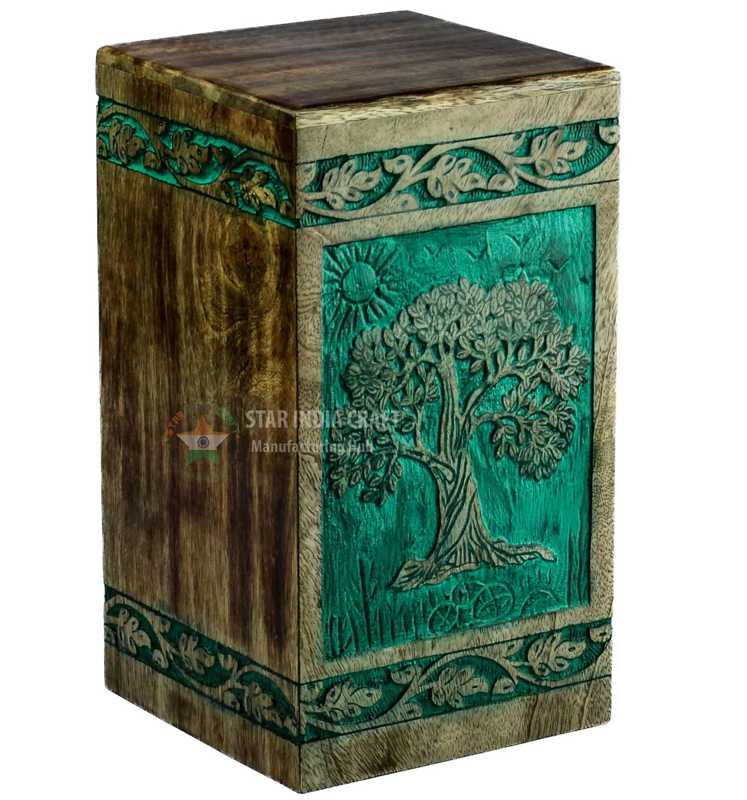 handcrafted wooden urns  Rosewood Tree of Life Cremation Wooden Urns for Human Ashes - Adult Large Urn for Ashes