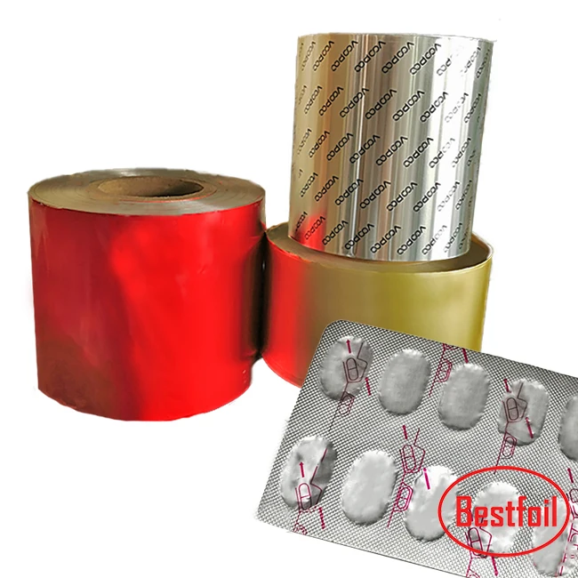 Pharmaceutical packing jumbo rolls aluminum foil for pills tablets package blister lidding foil PTP with PVC cold forming foil