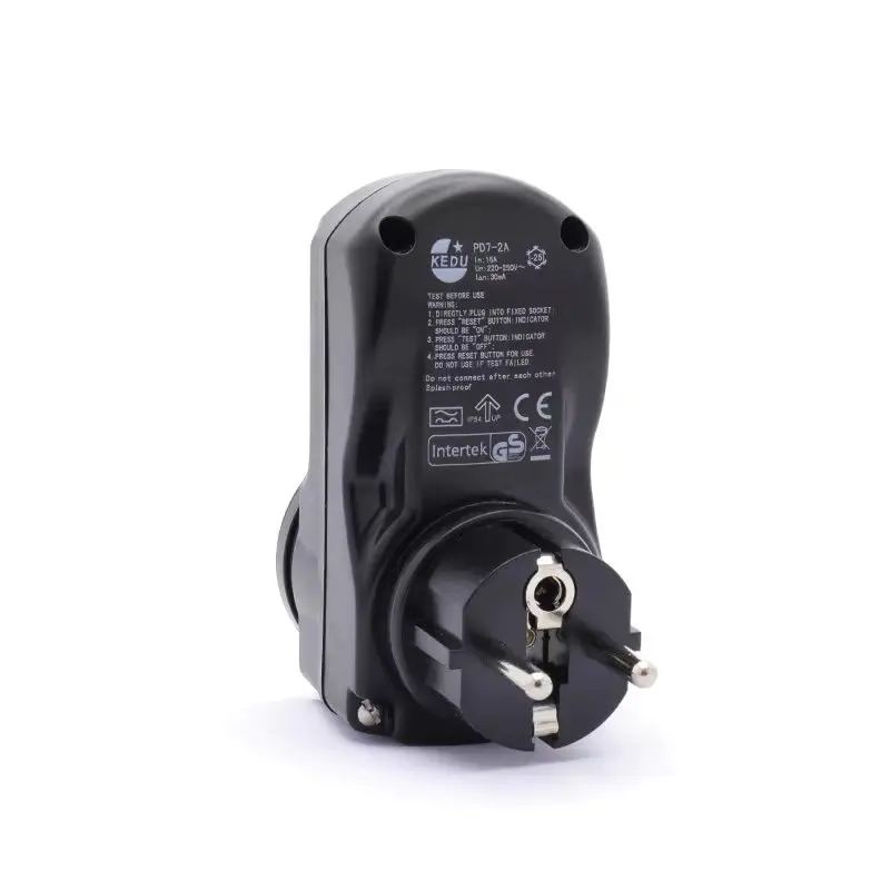 KEDU PD7-2A Hot Sale 16A 250V 2Pin German PRCD Portable Plug With CE Certification