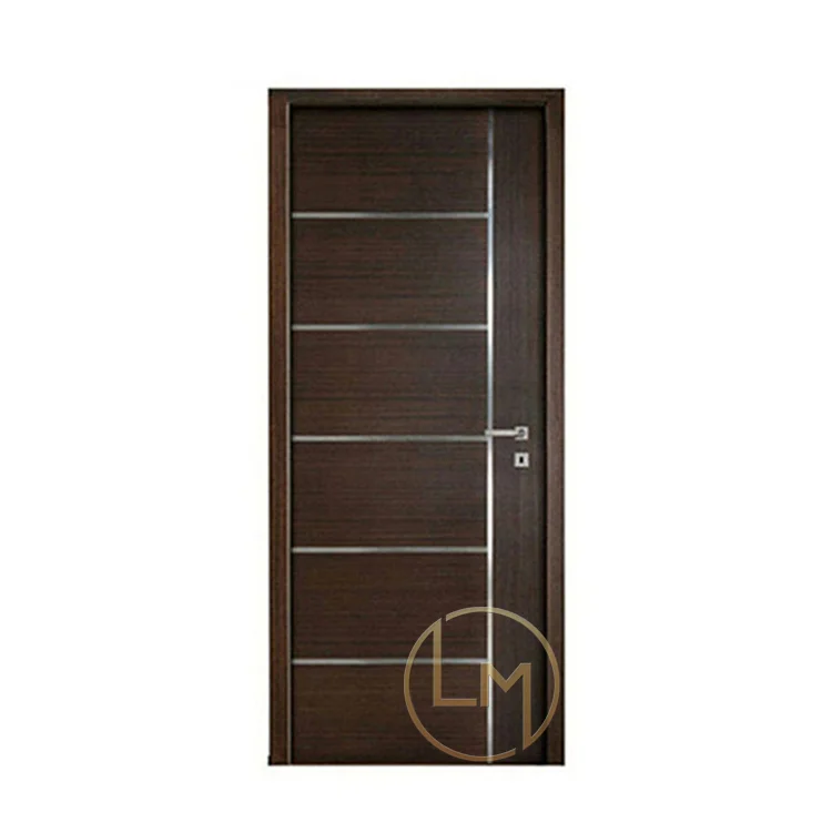 Best quality beautiful 2 panel solid core teak wood prehung interior door with wooden door frame