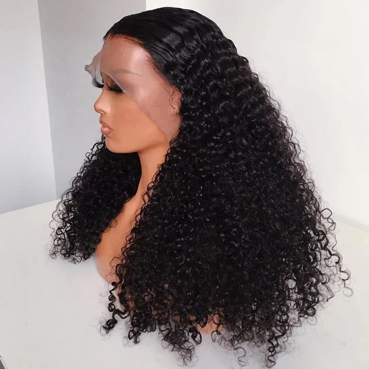 Customized 400% Density Pixie Curls Kinky Curly Virgin Brazilian Cuticle Aligned Human Hair Lace Front Wigs For Black Women