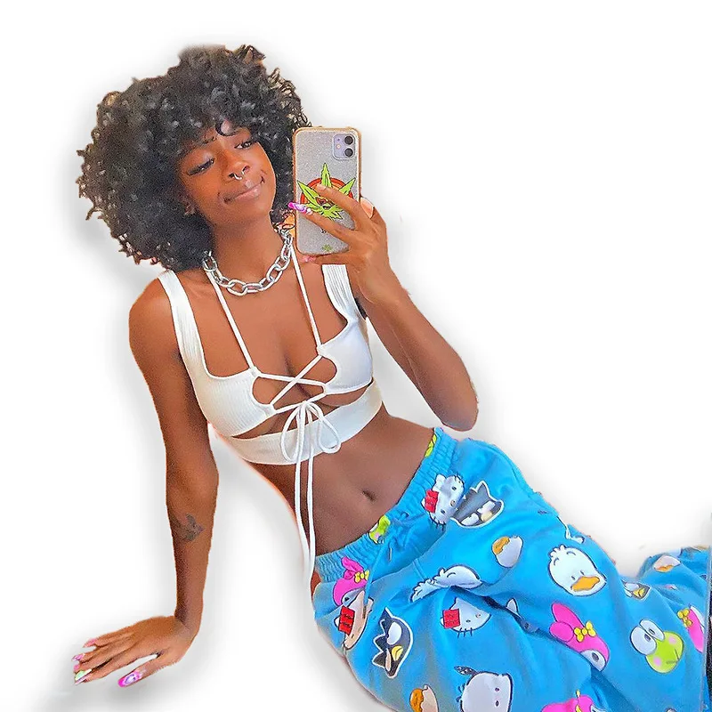 
5-19 Women Camisole Sleeveless crop tops Sexy Knitting Bandage Hollow Out Square T shirt Tank Top Custom 