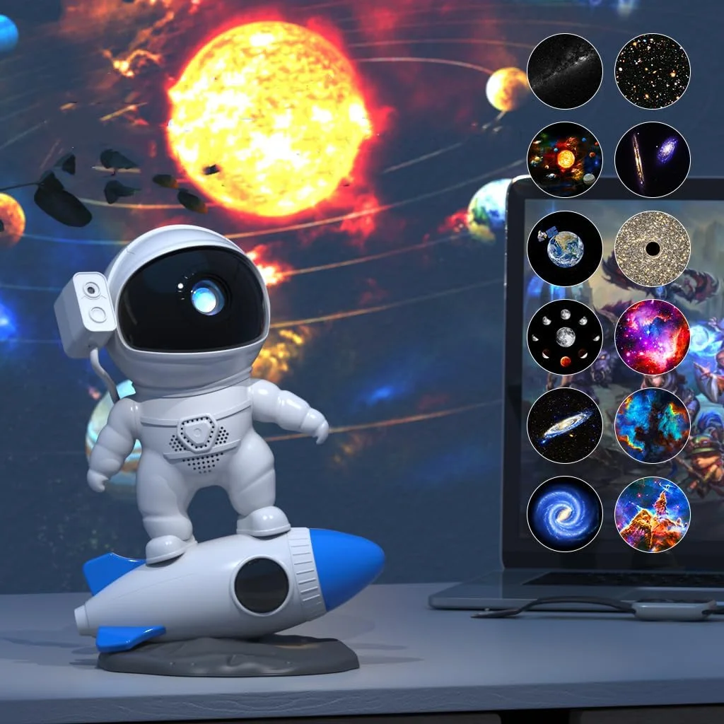 Star Projector Galaxy Night Light Rocket Astronaut 12 Sheets of Film to The Starry Sky Extreme Gift for Kids Adults