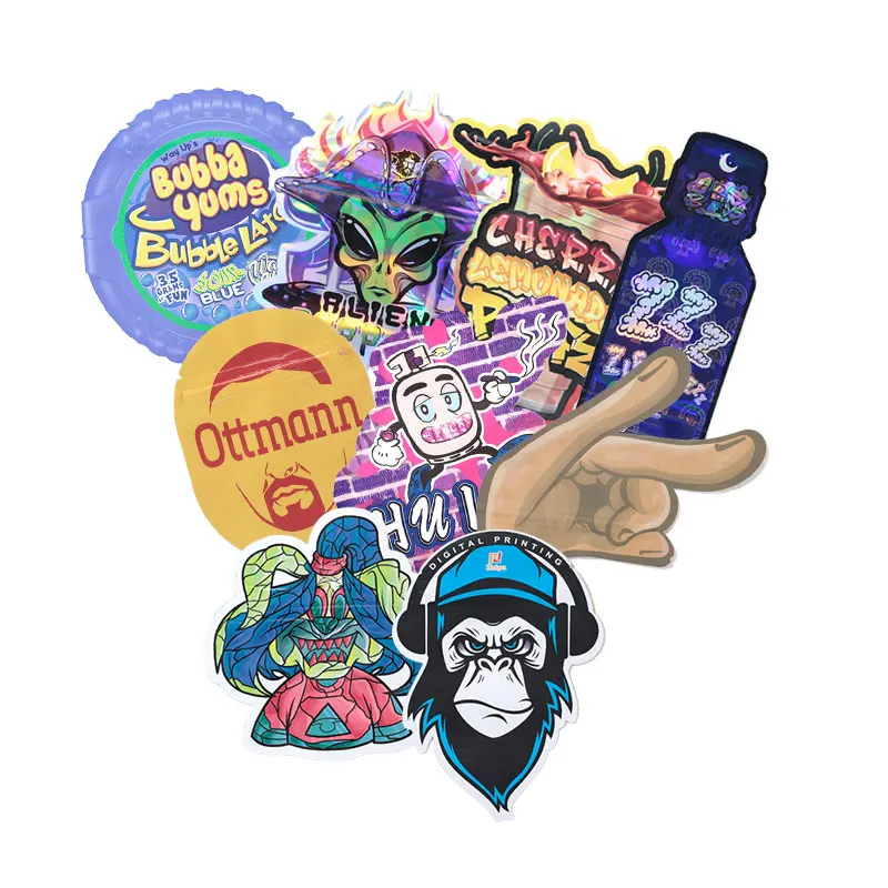 Wholesale MOQ 250pcs Custom Printed Plastic Shaped Gummy Cookie Bags 3.5g Zipper Die Cut Mylar Smell Proof Packaging Bags