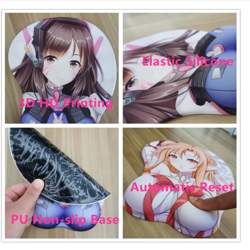 Mousepad 3D Anime Mouse Pad - Anime Gaming Mousepad Wrist Rest Desk Mat Soft Mouse Mat Silicon Gel Desk Pad Anti-Slip Office Mat