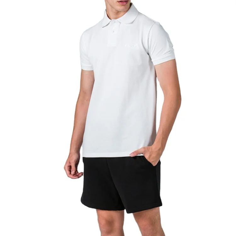 Metro Men Summer Casual Sport Gym Slim White Cotton Short Sleeve Golf Polo