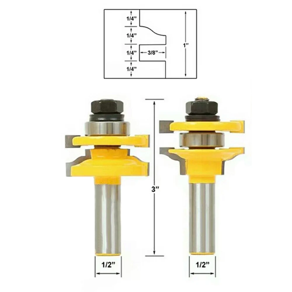 Поднятая панель для вырезания гребней и 1/2in хвостовик двери шкафа деревообрабатывающие фрезы 3 предмета в комплекте