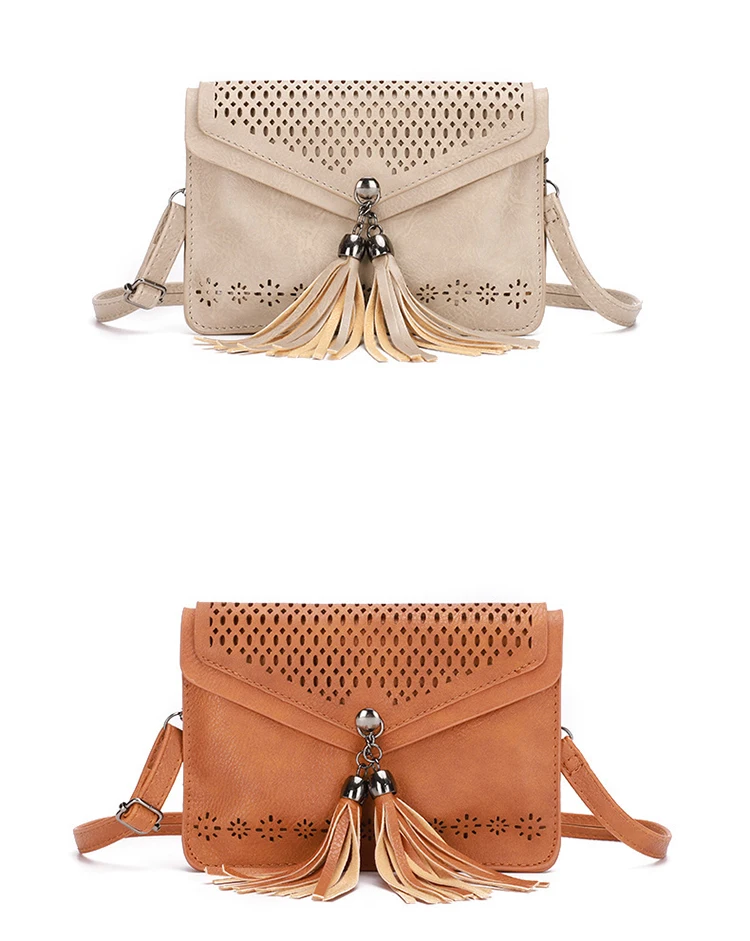 Custom Fashionable Crossbody Bag Phone Ladies Hand Bag Shoulder Handbags Soft Pu Leather Tassel Bag