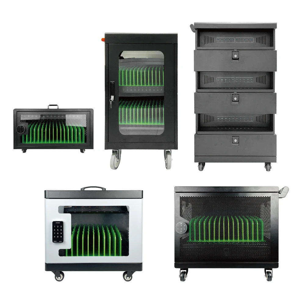 Custom Desktop 10 15 30 Ways USB Double Open Iron Door Charging Cart Charging Station Charging Cabinet Laptops