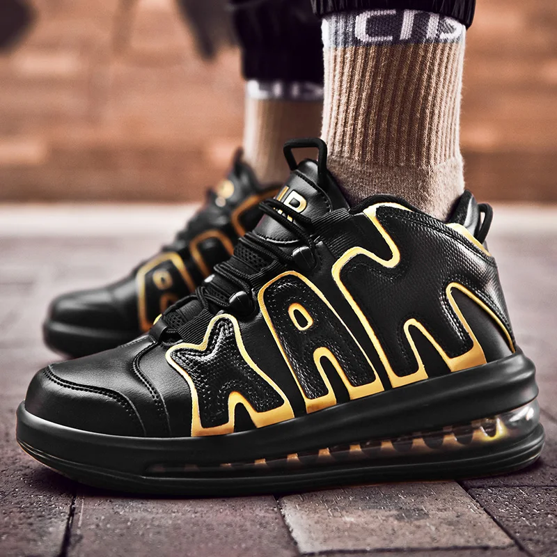 Wholesale Fashion Trend Air Cushion Faux Leather White Black Red Sneakers Sports Shoes China