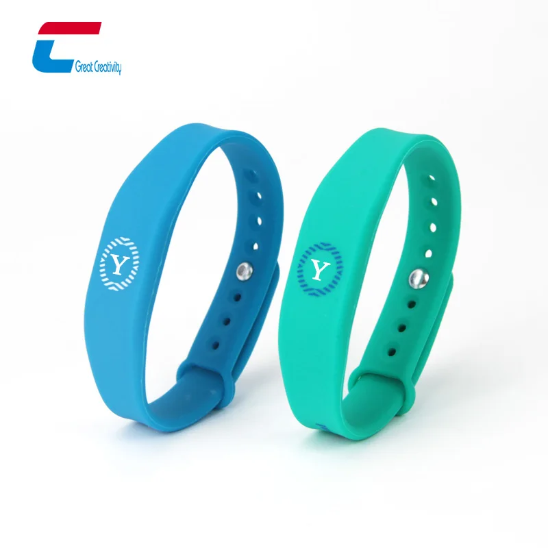 Factory Adjustable RFID Wristband 13.56Mhz MIFARE Classic EV1 1K Silicone Wristband NFC Passive Bracelet