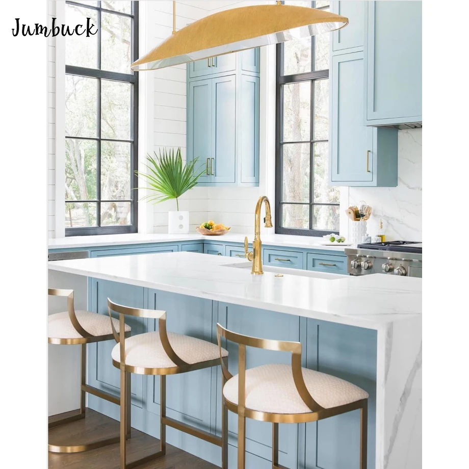 Современная синяя кухонная мебель, итальянский/французский лак, модульный встроенный кухонный шкаф