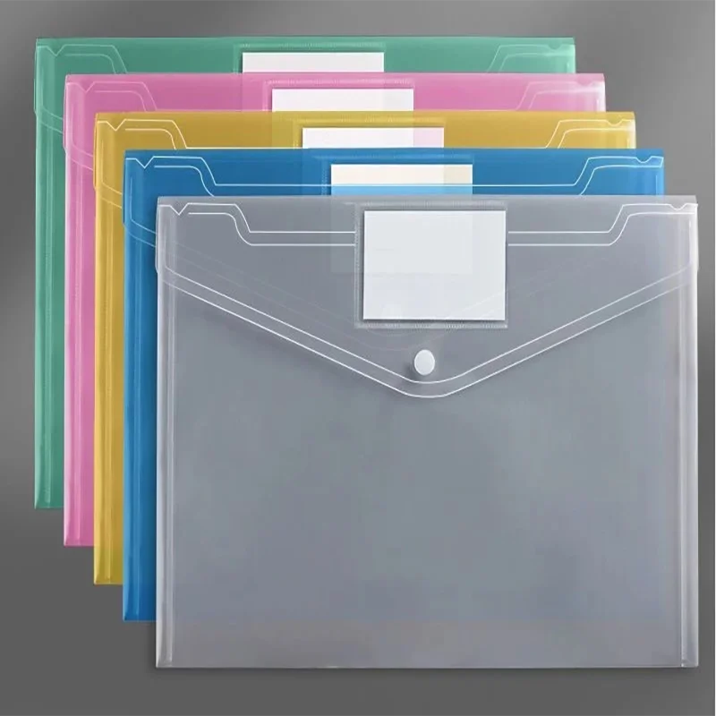 Waterproof Stationery Products A4 Size PP Snap Button Document File Bag custom bag