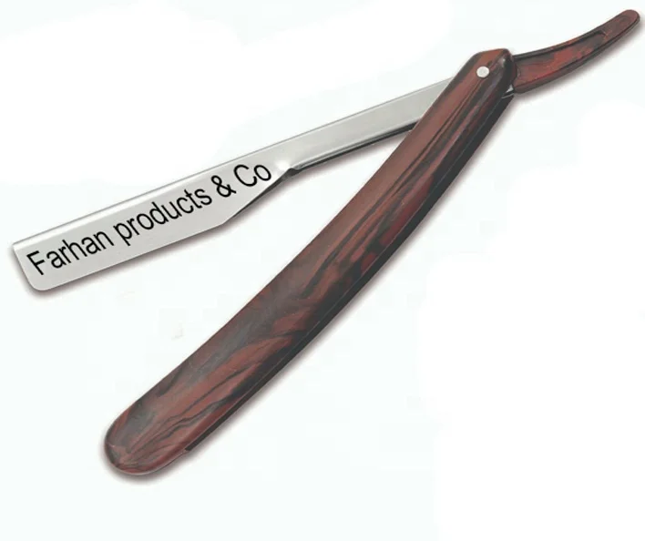 Matte Black Folding Straight Razor, Shavette Flower handle Razor Black powder coated Razor