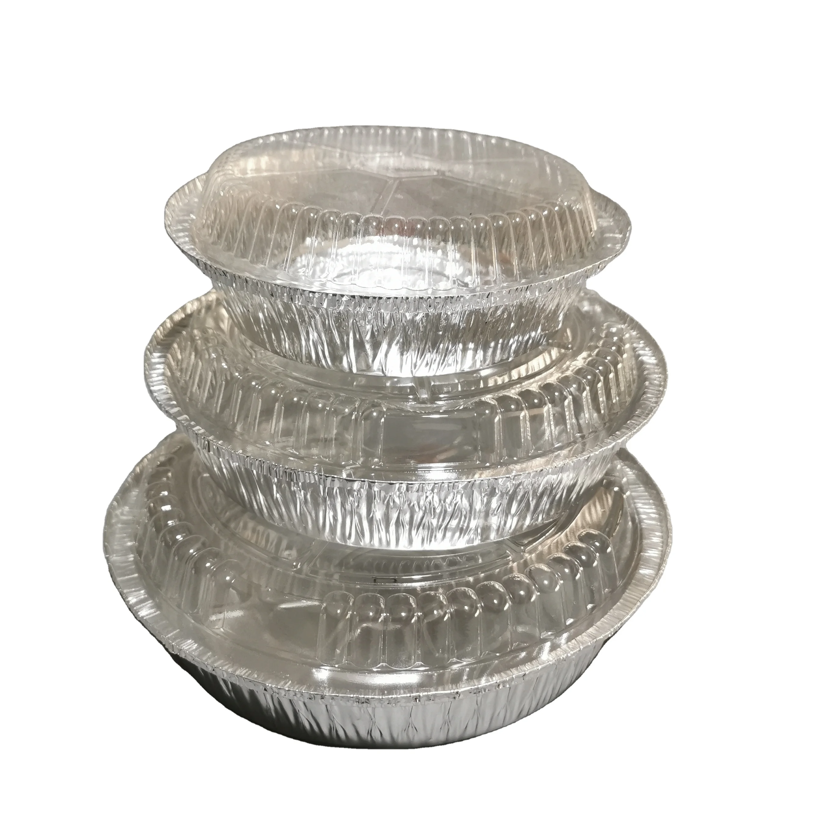 
7 8 9inch aluminum round pan with clear PET cover dome lid, no plastic 