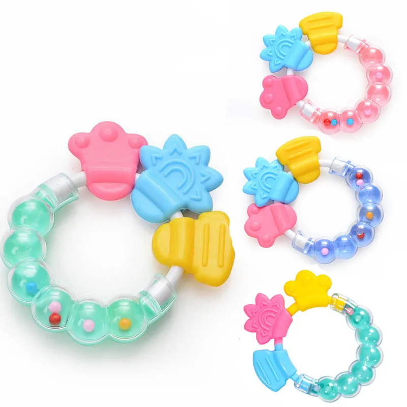 Bpa Free Silicone Baby Teething Toys Infant Rattling Soothing Teethers Ring
