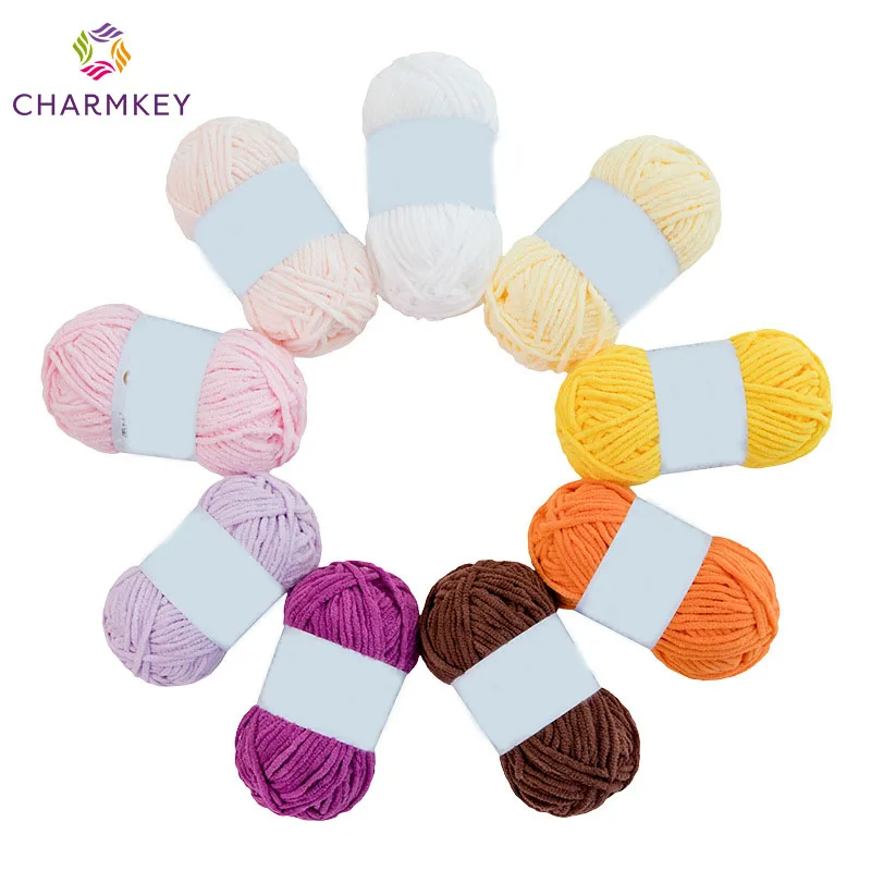 3.5mm Velvet Blanket Dyed Fancy Yarn Polyester Chenille Fluffy Hand Knitting Thick Bulky Chunky Chenille Crochet Yarn