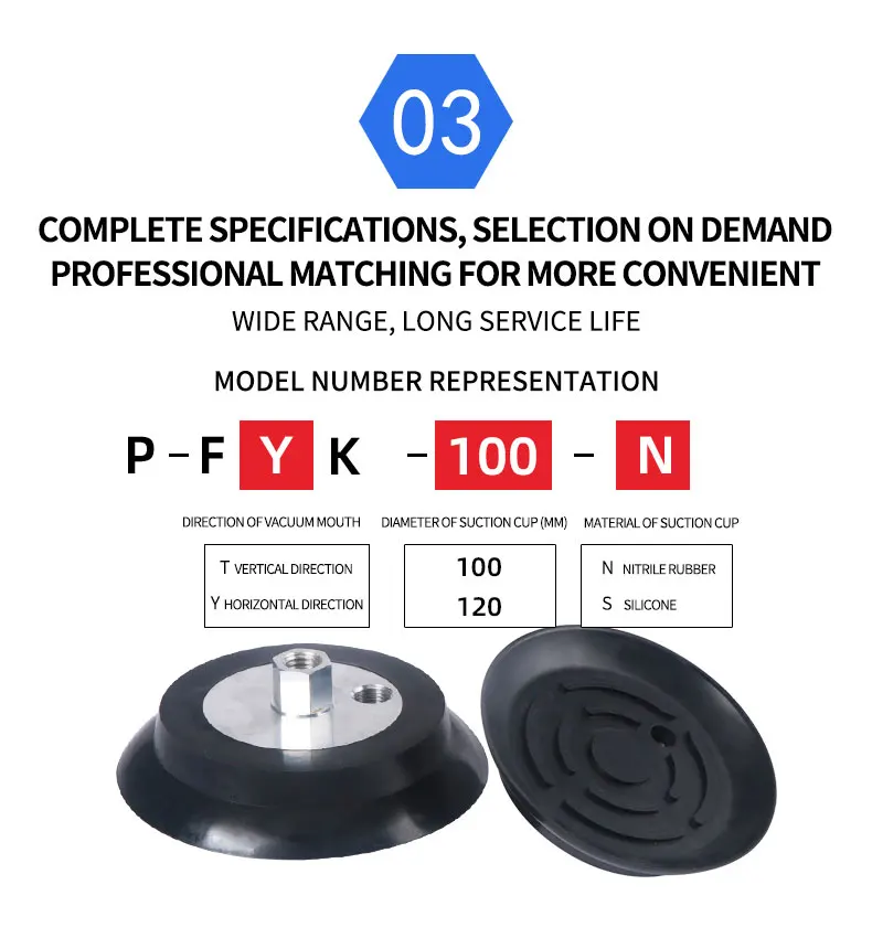 vacuum suction cup industry-PFYK-100-PFYK-120 side intake manipulator accessories suction cup nozzle